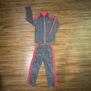 Girls size 6X Gray / Pink Stripes Adidas Track Suit Set